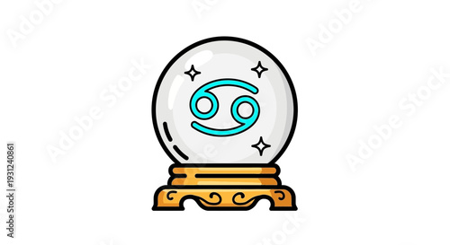 Mystical Crystal Ball with Cancer Zodiac Sign – Fortune Telling and Astrological Predictions