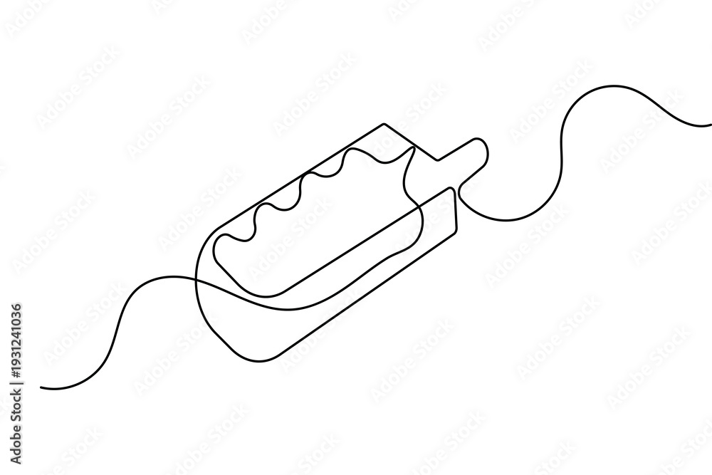 Obraz premium Popsicle line art drawing minimalist ice cream bar outline vector illustration on white background