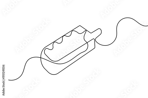 Popsicle line art drawing minimalist ice cream bar outline vector illustration on white background
