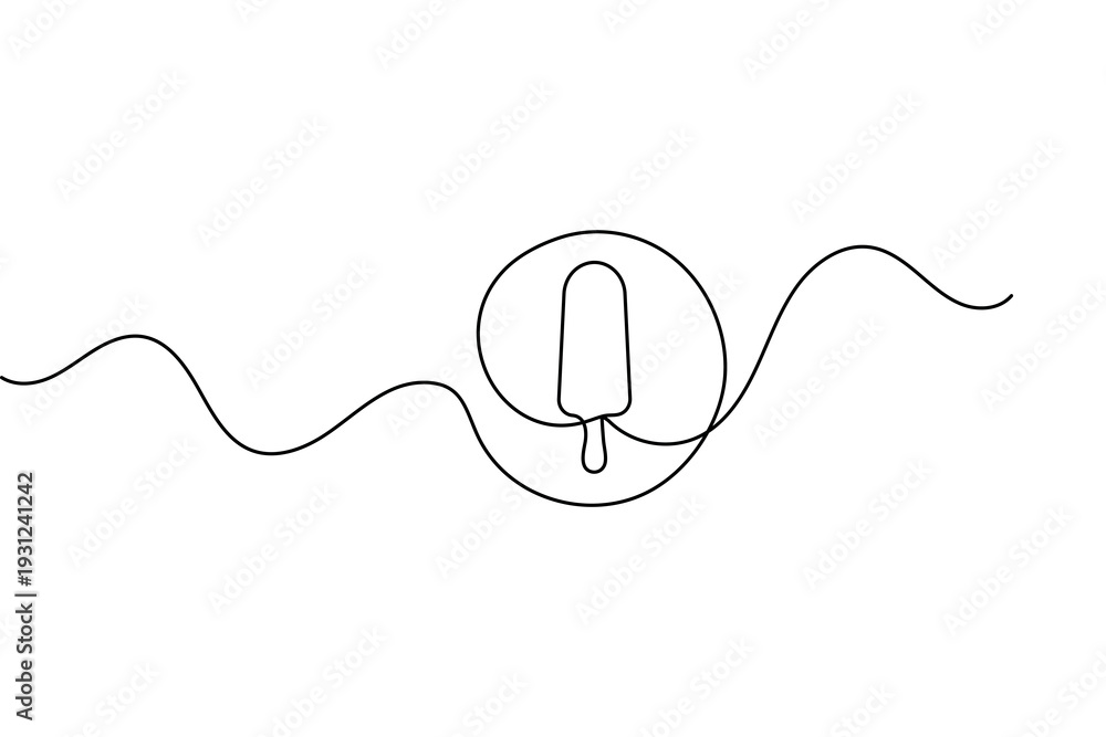 Obraz premium Continuous one line drawing of an ice cream bar minimalist dessert outline vector illustration