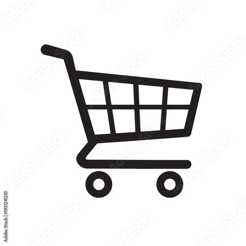 Black shopping cart on white background