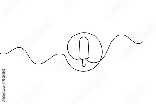 Continuous one line drawing of an ice cream bar minimalist dessert outline vector illustration