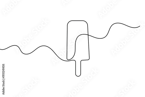 Continuous one line drawing of an ice cream bar minimalist dessert outline vector illustration
