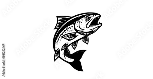 Aggressive Trout Fish Mascot Logo Vector Template for Fishing Club and Sports Branding
