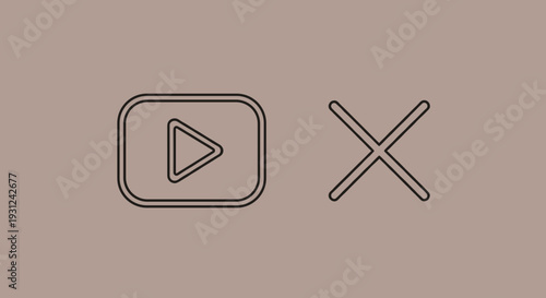 Play Button and Close Icon Symbols.