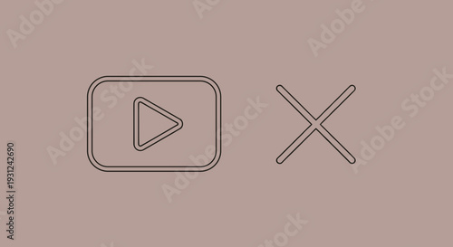 Play button and close icons.