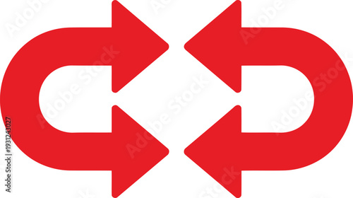 A red symbol with two arrows pointing in opposite directions Vector
