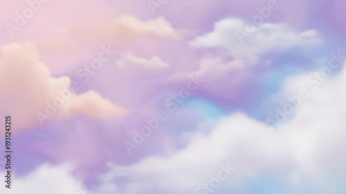 Softly blurred image features dreamy pastel clouds in shades of pink, lavender, and blue