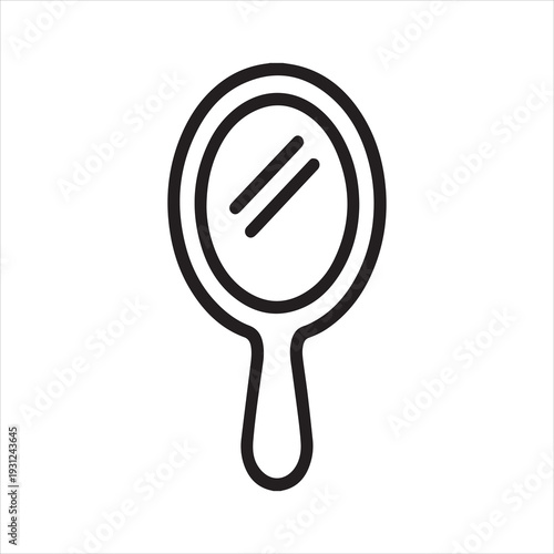 Handheld mirror outline icon vector