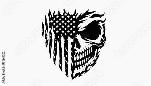American Flag Skull – Patriotic and Rebel Emblem Illustration