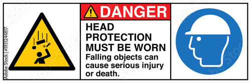 Safety Sign Danger HEAD PROTE...
