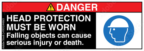 Safety Sign Danger HEAD PROTE...