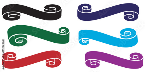 Collection of colorful rolled paper banners and ribbons isolated eps 10