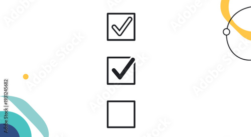 Simple vertical list shows three checkboxes where the top two items are marked with black checkmarks for task completion.