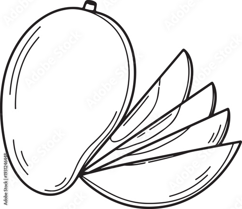 Mango Silhouette Vector Cut Slices Fruit Healthy Eating Tropical Food Ingredient