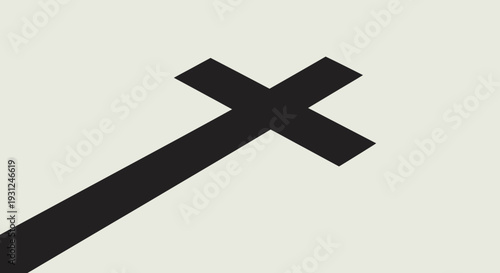 Quadro su tela Flat Vector Illustration of Cross Shadow on Ground