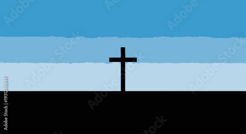 Flat Vector Silhouette of Cross Over Horizon Illustration