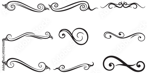 Hand drawn ornamental flourishes and calligraphic divider pack eps 10