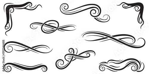 Hand drawn ornamental flourishes and calligraphic divider pack eps 10