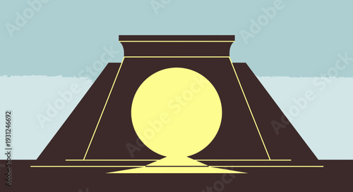 Bright Flat Illustration of Tomb with Center Circle Design
