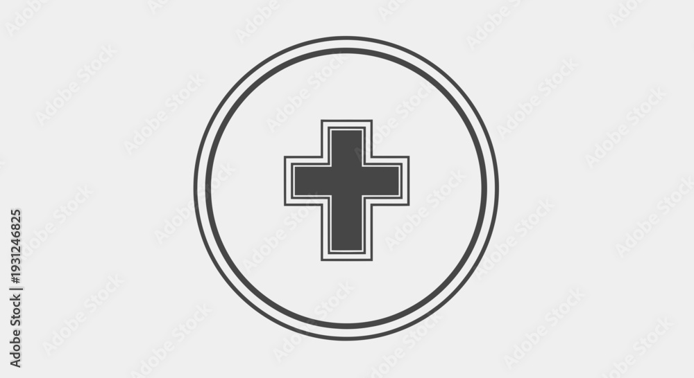 Obraz premium Circle Frame with Cross Flat Vector Illustration