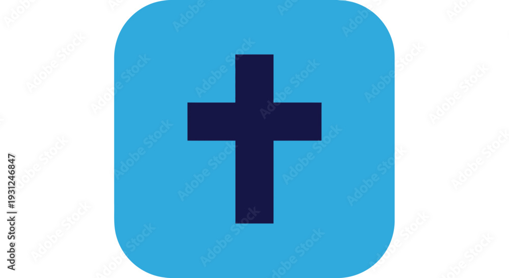 Obraz premium Flat Two Color Cross Icon Inside Rounded Square