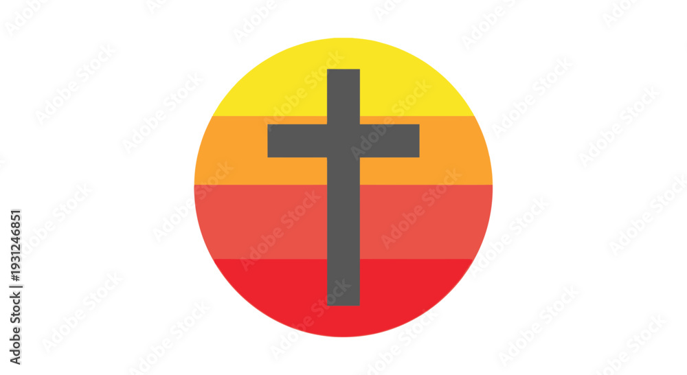 Obraz premium Three Color Cross Icon With Circular Glow Flat