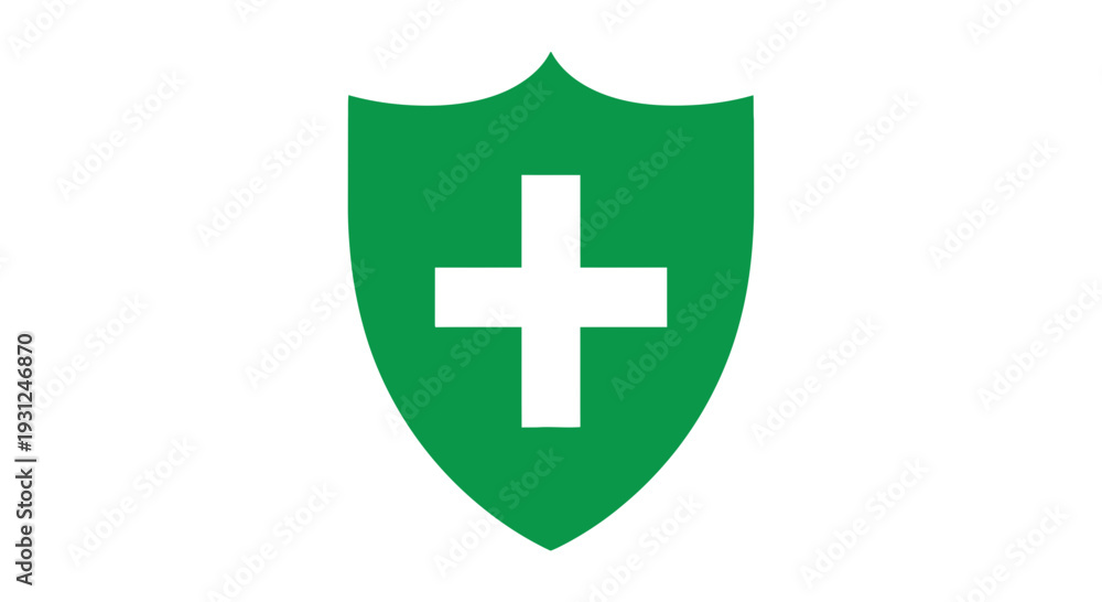 Obraz premium Two Color Cross Inside Badge Shield Shape Flat Icon