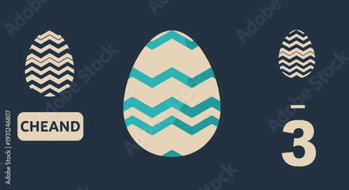 Chevron Stripe Easter Egg Colorful Flat Vector Illustration