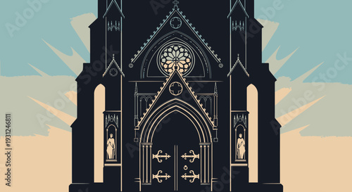Church Doorway Silhouette Minimal Flat Vector Illustration