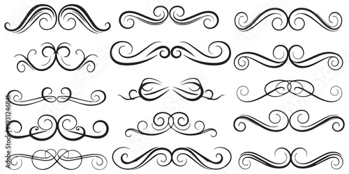 Hand drawn ornamental flourishes and calligraphic divider pack eps 10