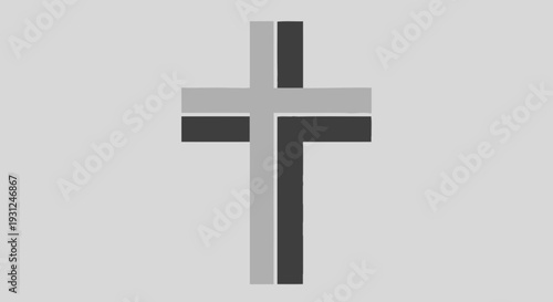 Two Color Cross Made From Simple Geometric Rectangles Flat