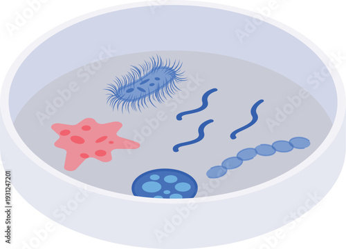 Microscopic Bacteria Petri Dish Illustration