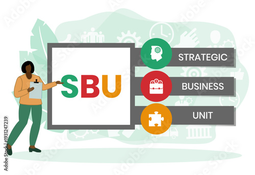 SBU - strategic business unit. acronym business concept. vector illustration concept with keywords and icons. lettering illustration with icons for web banner, flyer, landing page, presentation