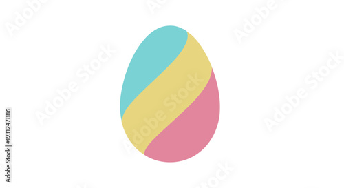 Flat Illustration of Egg with Diagonal Stripe Pattern in 3 Colors
