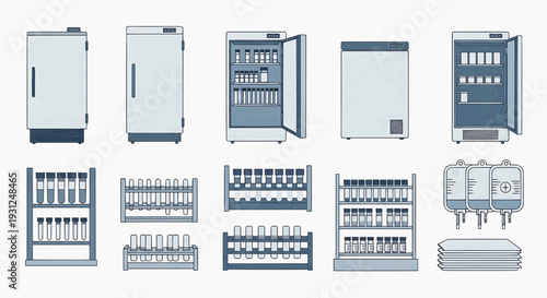 A collection of refrigerators and freezers on display in a store setting with various models.