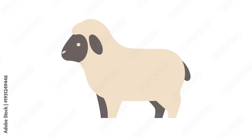 Obraz premium Flat Lamb Icon Simple Shape Vector Illustration