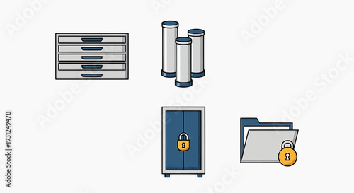 A secure filing cabinet with locked documents and safe storage containers inside