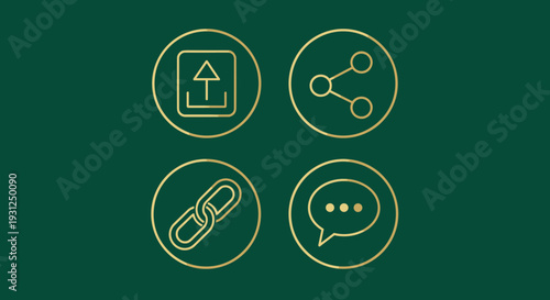 Yellow icons on green background.