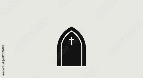 Minimal Church Doorway Silhouette Flat Vector Illustration