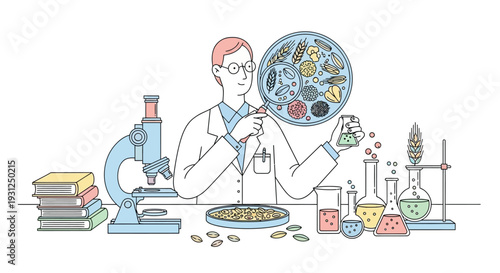 Scientist Conducting Experiment in Laboratory Setting.