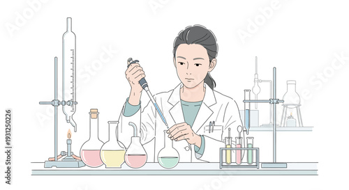 Female Scientist Conducting Laboratory Experiment.