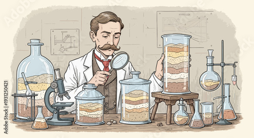 Scientist Examining Laboratory Equipment and Samples.
