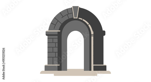 Flat Vector Illustration of Stone Tomb Arch Design