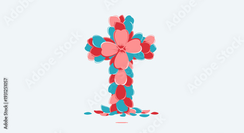 Petal Cross Flat Vector Illustration with Minimal Colors