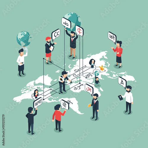 Global Communication Network People Sharing Information.