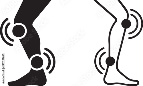 Bold joint pain knee icon arthritis inflammation concept.