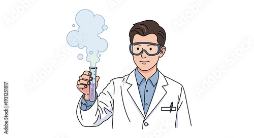 Scientist in Lab Coat Holding Test Tube.