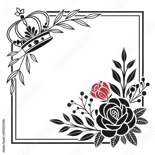 Supreme Royal Wedding Frame with Botanical Crown Crest 1