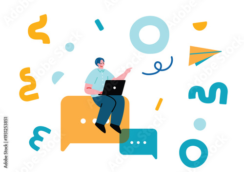 メールを送る男性